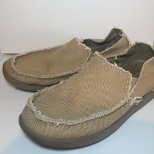 Crocs Tan Canvas Slip-on Loafers